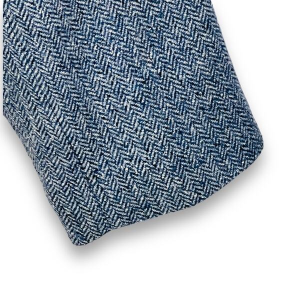 LL Bean Herringbone Tweed Blazer Wool Silk Blue Lined 3 Button Jacket Small - Picture 7 of 13